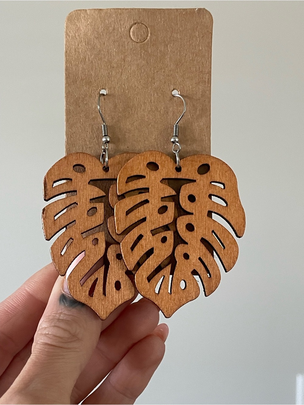 Leaf wooden earrings